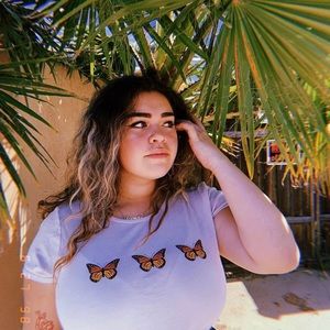 Off white butterfly crop top